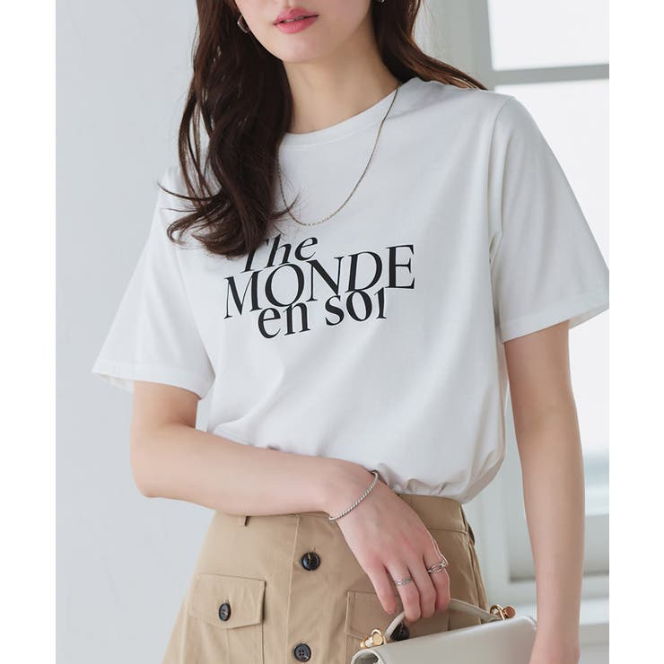 B/オフホワイト×ブラック | 【接触冷感 イージーケア】選べるロゴTシャツ ロゴ | Pierrot