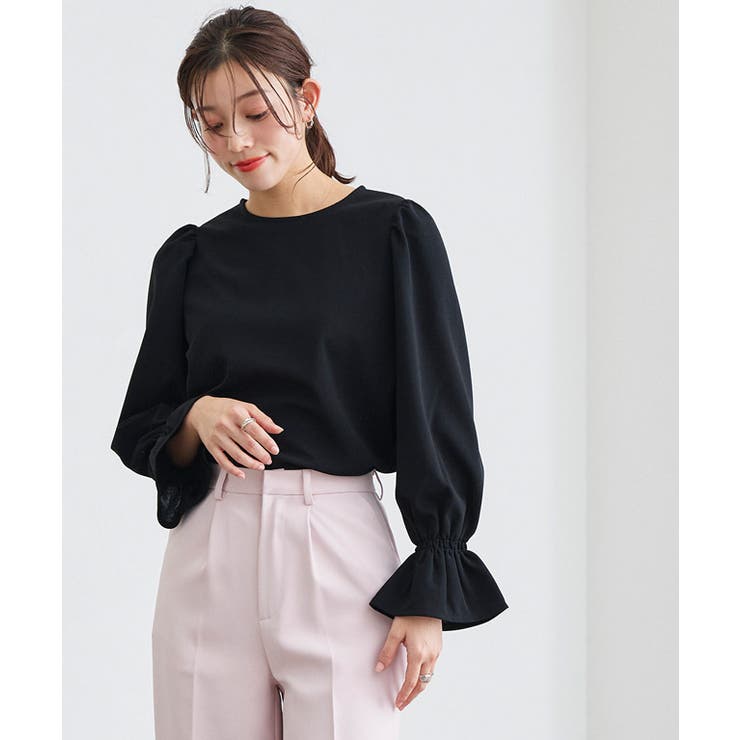 ブラック | バックボタンキャンディスリーブTブラウス Tブラウス キャンディスリーブ | Pierrot