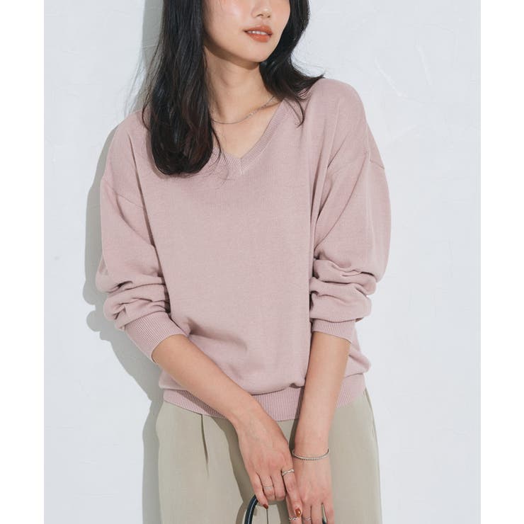 スモークピンク | ネックが選べる綿100％ニット ニット 綿100％ | Pierrot