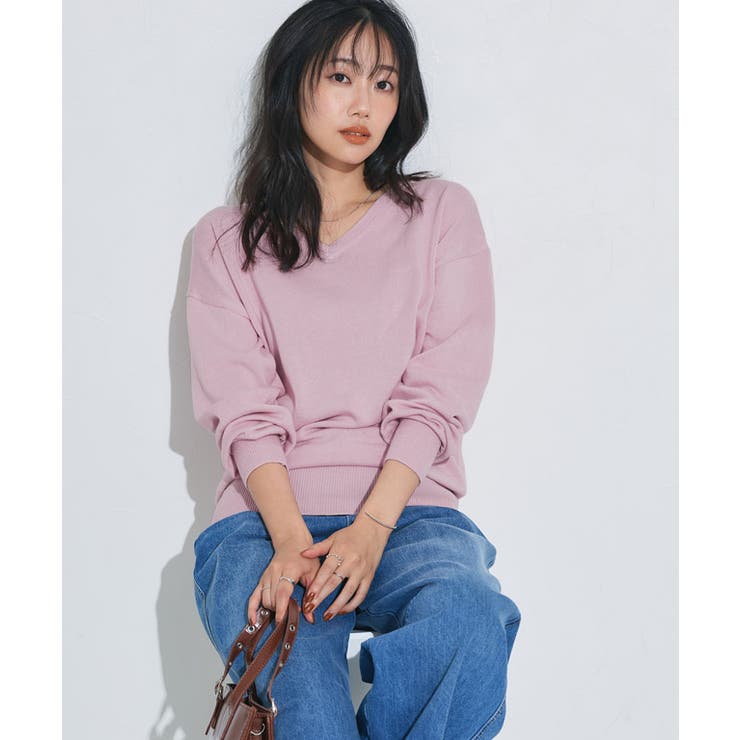 ライトピンク | ネックが選べる綿100％ニット ニット 綿100％ | Pierrot