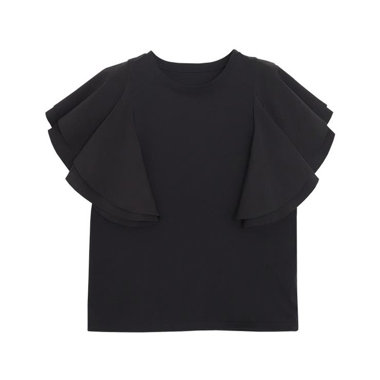 ブラック | フリルスリーブTシャツ Tシャツ カットソー | Pierrot