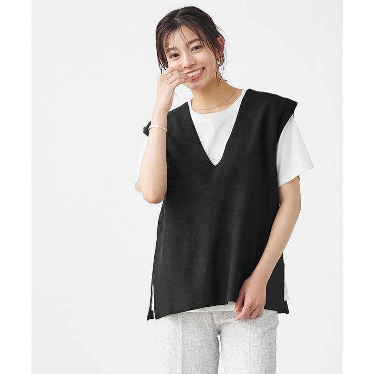 ミラノリブフレンチフリーブニット ベスト ニット[品番