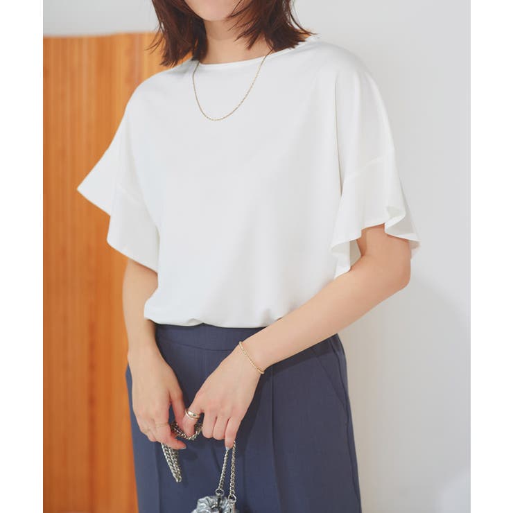 オフホワイト | 接触冷感フレアスリーブTシャツ Tシャツ カットソー | Pierrot