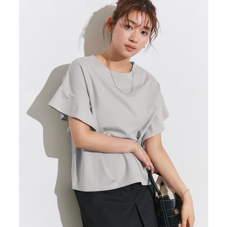 ライトグレー | 接触冷感フレアスリーブTシャツ Tシャツ カットソー | Pierrot