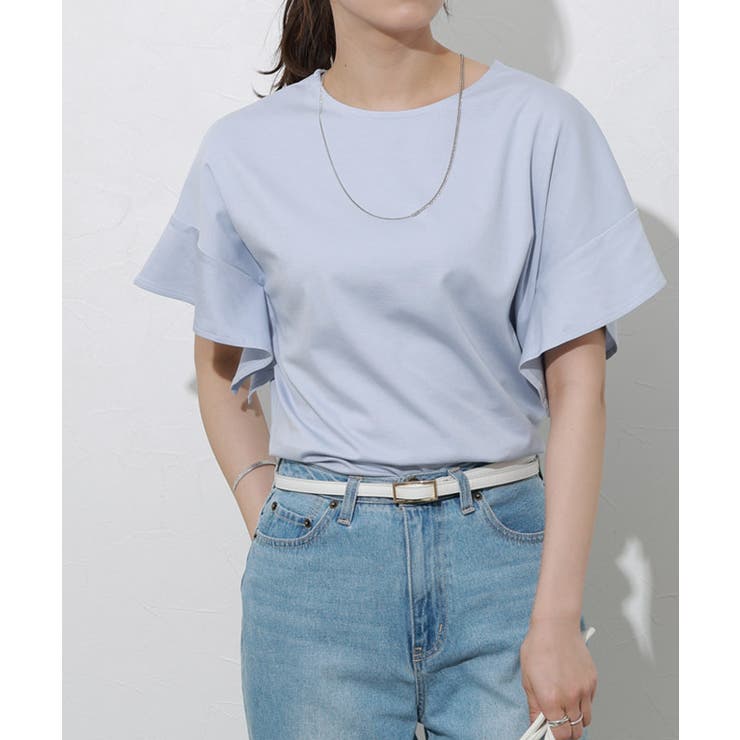 ライトブルー | 接触冷感フレアスリーブTシャツ Tシャツ カットソー | Pierrot