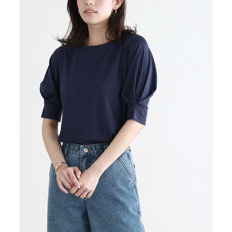 ネイビー | 接触冷感パフスリーブTシャツ Tシャツ カットソー | Pierrot