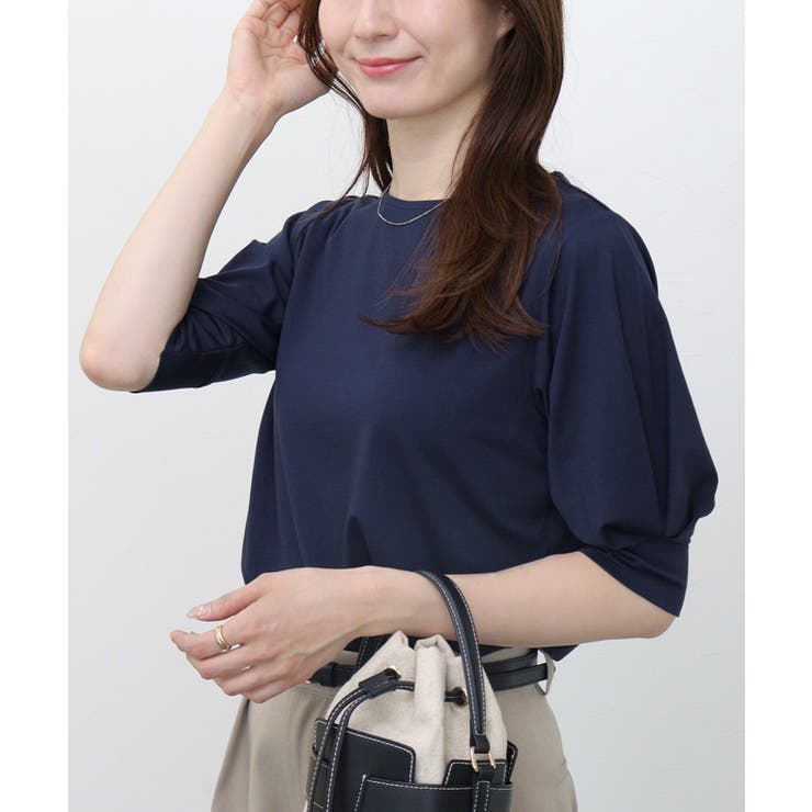 パフスリーブ Tシャツ 2色 セール】パフスリーブ テレコ ボーダー Tシャツ 2025SS（100