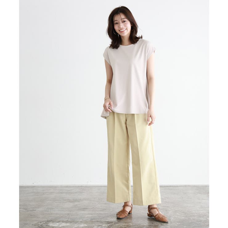 接触冷感フレンチスリーブAラインTシャツ Tシャツ カットソー