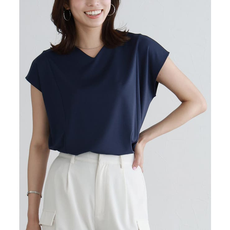 ネイビー | 接触冷感フレンチスリーブカットソー Tシャツ カットソー | Pierrot