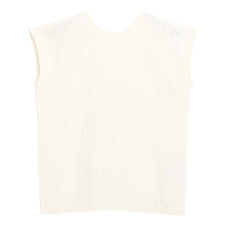 アイボリー | 2way柄編みニット ニット フレンチ袖 | Pierrot