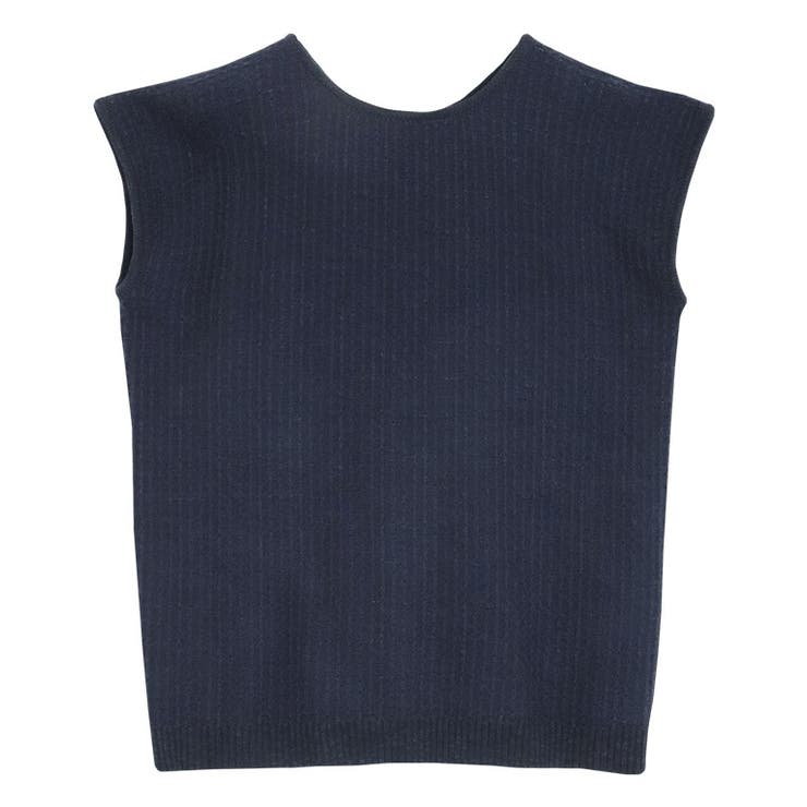 ネイビー | 2way柄編みニット ニット フレンチ袖 | Pierrot