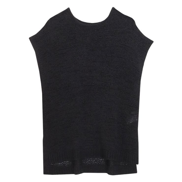 ブラック | テープヤーンフレンチスリーブニット ニット フレンチスリーブ | Pierrot