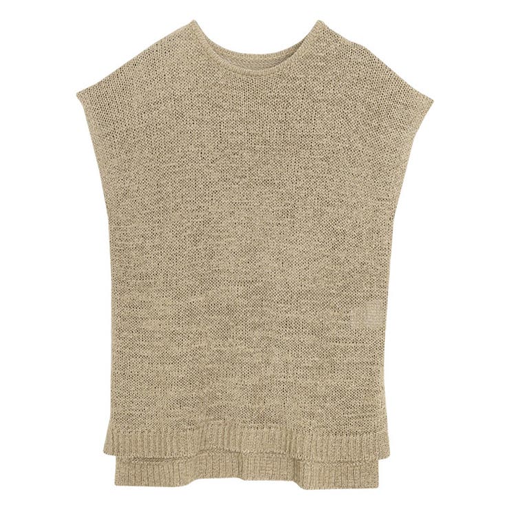 ベージュ | テープヤーンフレンチスリーブニット ニット フレンチスリーブ | Pierrot