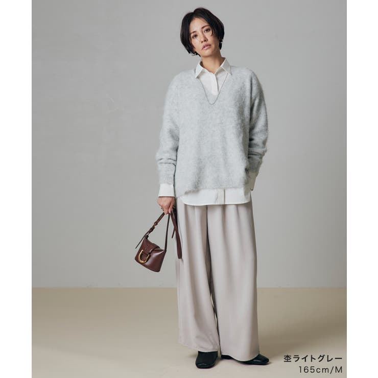 RASW]Vネックアルパカシャギーニット ニット シャギー[品番