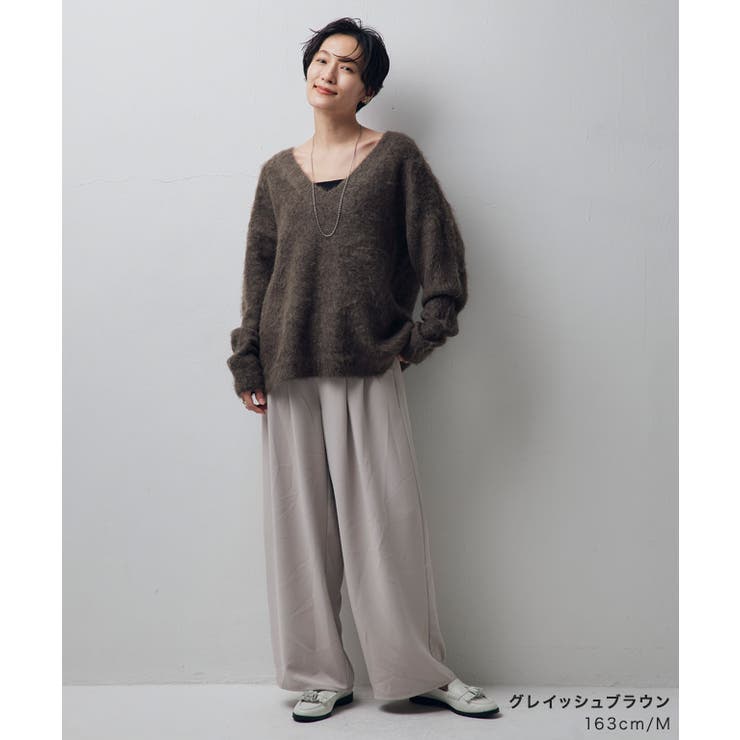 ichi antiquites アルパカシャギーニット　グレー ichi Antiquites❣️アルパカシャギーロングカーディガン