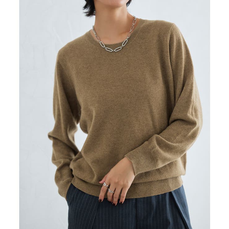 杢キャメルベージュ | [RASW] カシミヤ100％クルーネックニット RASW | Pierrot