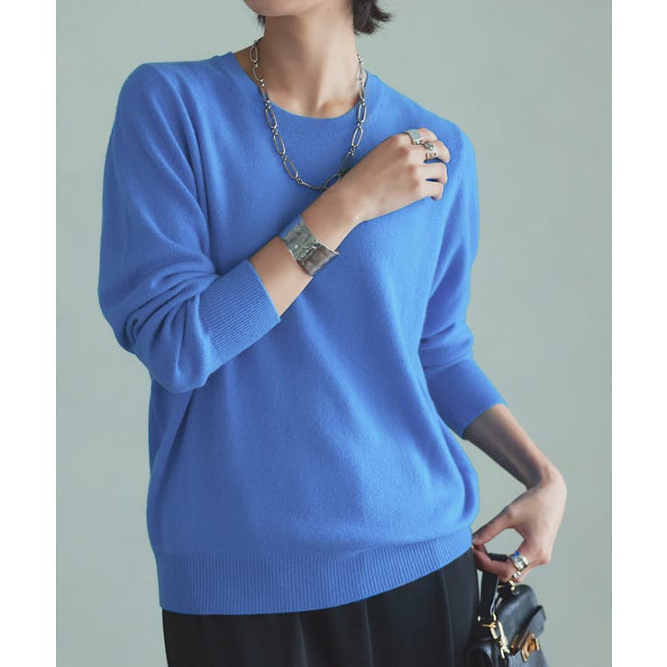 アクアブルー | [RASW] カシミヤ100％クルーネックニット RASW | Pierrot