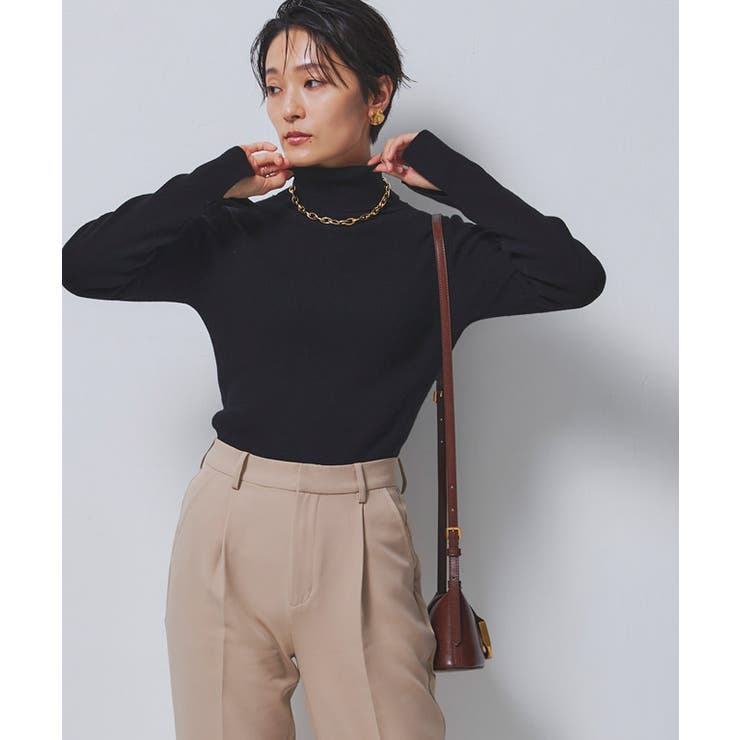 ブラック | [RASW]綿シルクタートルネックニット ニット タートルネック | Pierrot