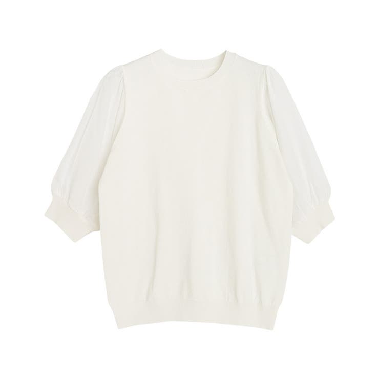 オフホワイト | ドッキングスリーブニット ニット オフィスカジュアル | Pierrot