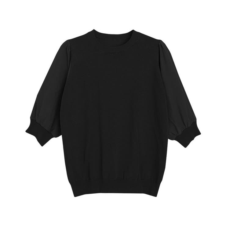 ブラック | ドッキングスリーブニット ニット オフィスカジュアル | Pierrot