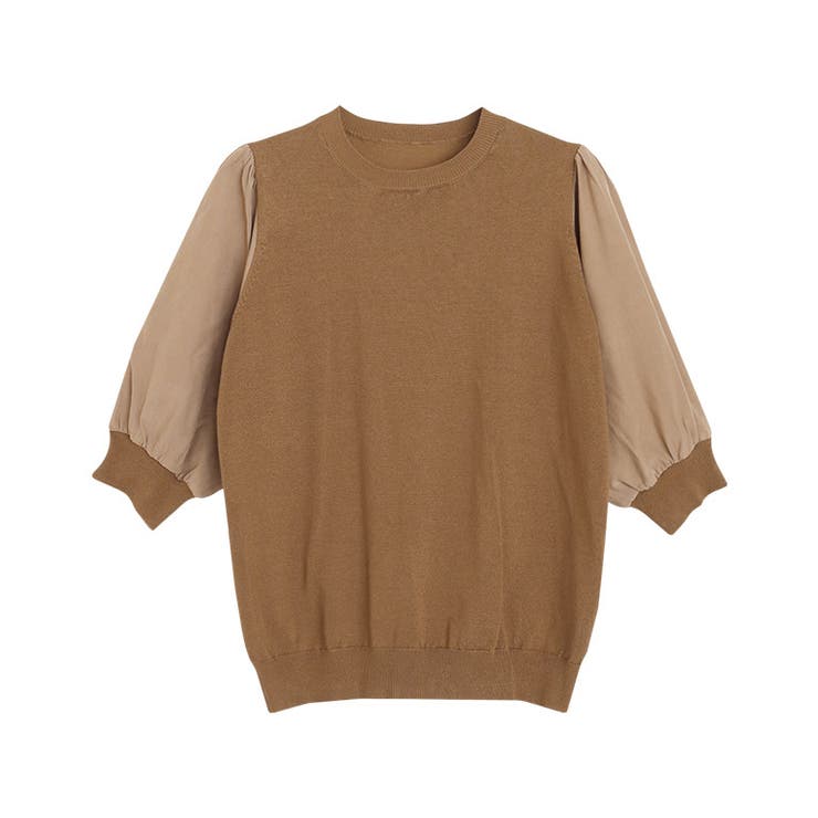 キャメル | ドッキングスリーブニット ニット オフィスカジュアル | Pierrot