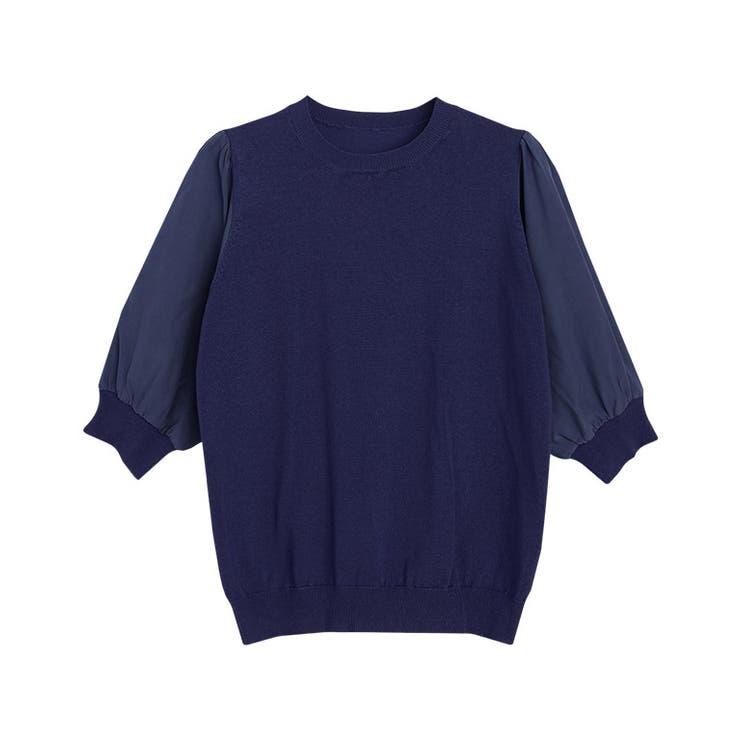 ネイビー | ドッキングスリーブニット ニット オフィスカジュアル | Pierrot