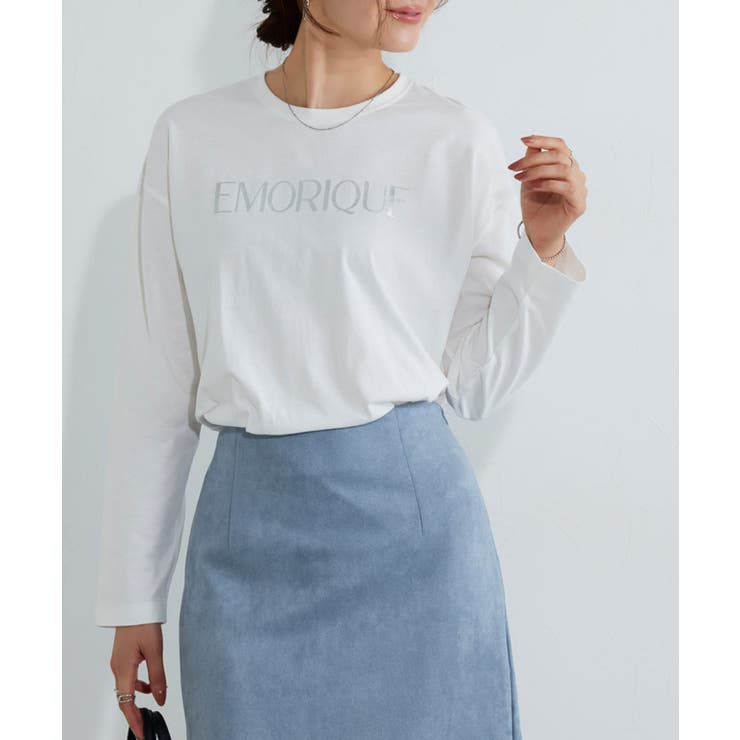 B/オフホワイト×シルバー | ロゴロングスリーブTシャツ Tシャツ カットソー | Pierrot