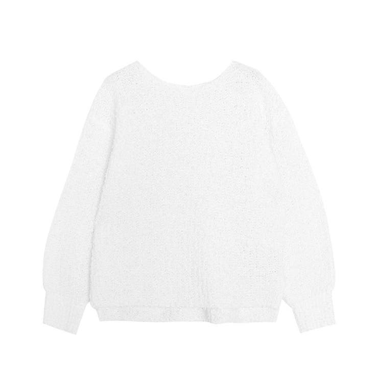 オフホワイト | リボンヤーンボートネックニット ニット ボートネック | Pierrot