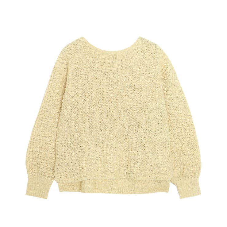 ライトイエロー | リボンヤーンボートネックニット ニット ボートネック | Pierrot