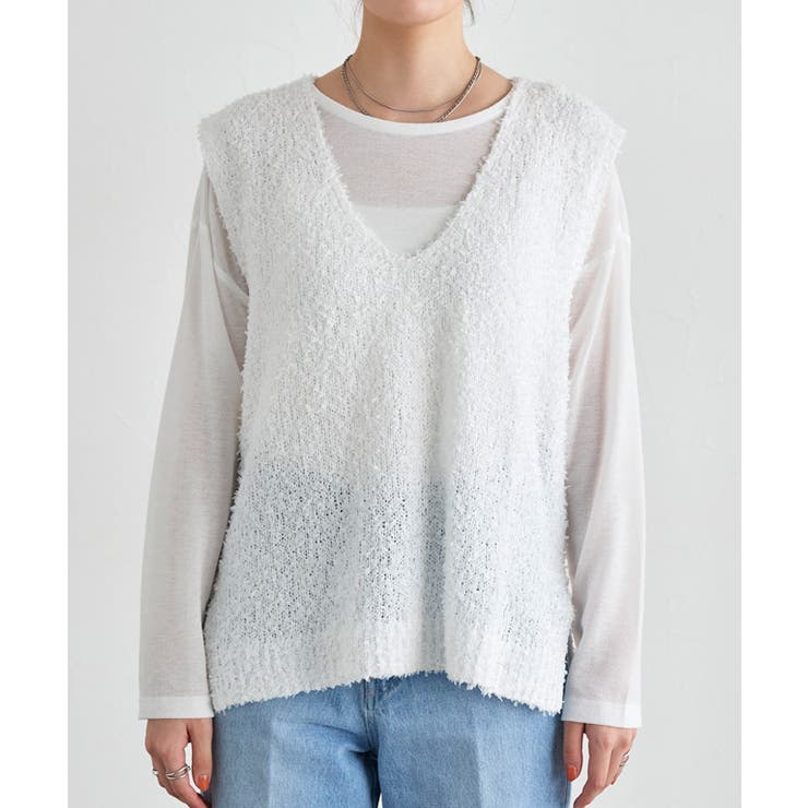 NHK「あさイチ」紹介 リボンヤーンニットベスト ベスト | Pierrot | 詳細画像6 