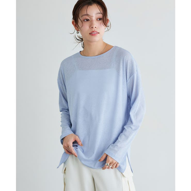 サックス | シアーロングスリーブTシャツ ロンT 春服 | Pierrot