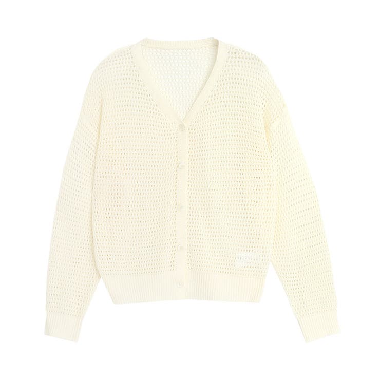 アイボリー | 透かし編みカーディガン カーディガン ニット | Pierrot