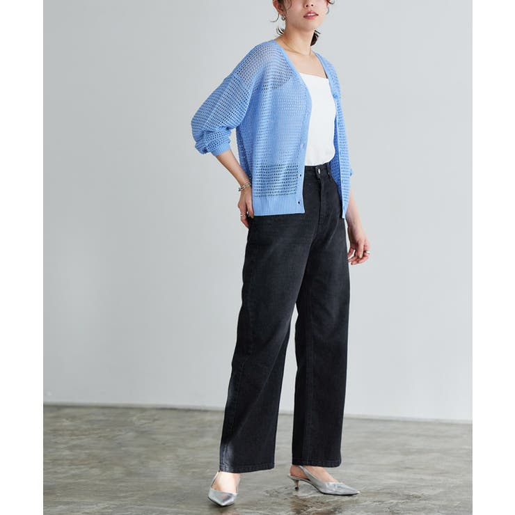 aurora boutique デニムニットカーディガン