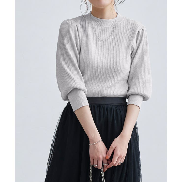 シルバー | ラメリブニット ニット 細リブ | Pierrot