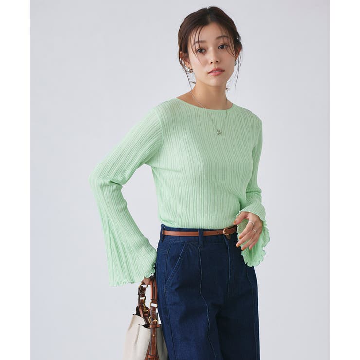 シアーフレアスリーブリブニット リブニット シアー | Pierrot | 詳細画像22 