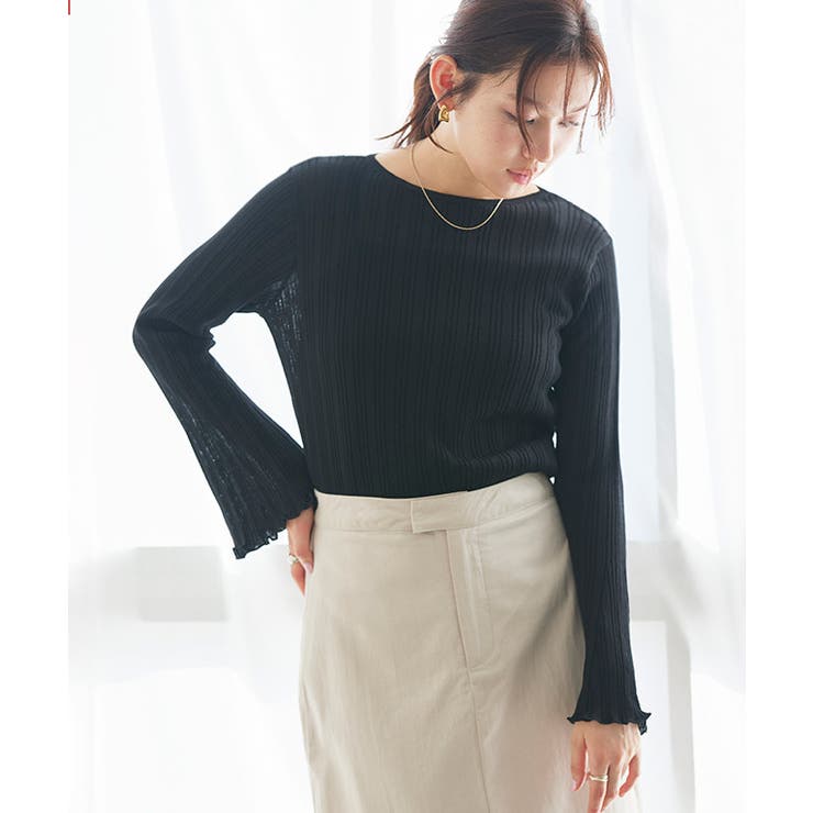 シアーフレアスリーブリブニット リブニット シアー | Pierrot | 詳細画像25 