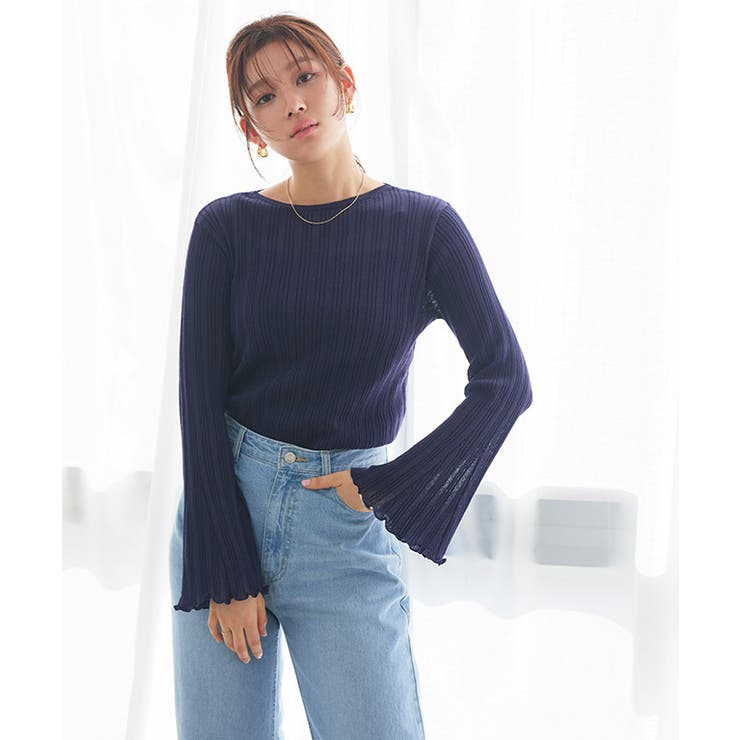 シアーフレアスリーブリブニット リブニット シアー | Pierrot | 詳細画像27 