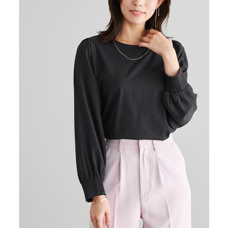 ブラック | ドッキングスリーブカットソー カットソー ドッキングスリーブ | Pierrot