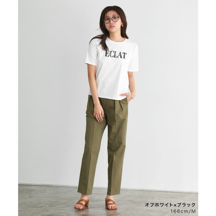 レース刺繍ロゴTシャツ Tシャツ ロゴ[品番：PRTW0004773