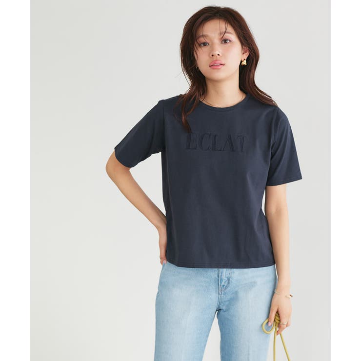 人気メーカー・ブランド レース刺繍ロゴTシャツ ロゴ[品番：PRTW0004773 Tシャツ トップス