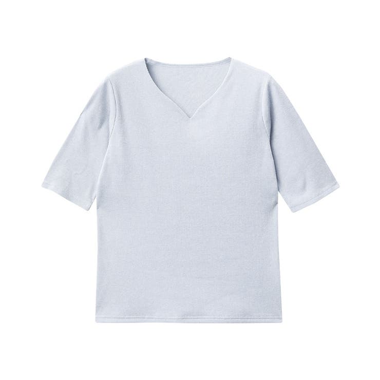 アイスブルー | 選べるネック5分袖テレコリブカットソー カットソー リブ | Pierrot