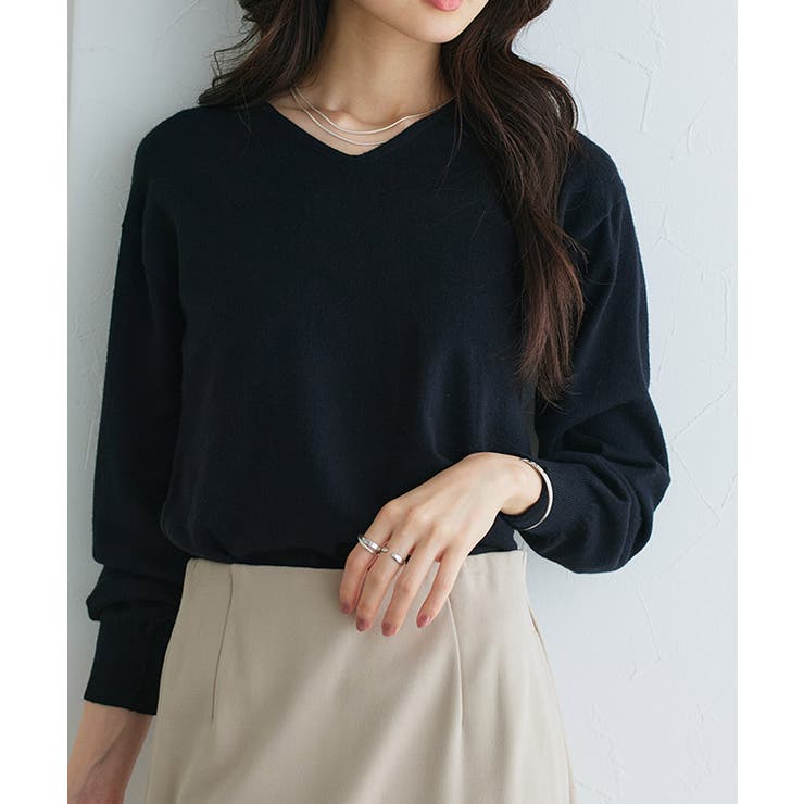 ブラック | 洗えるふんわりカシミヤタッチニット カシミヤタッチ ニット | Pierrot