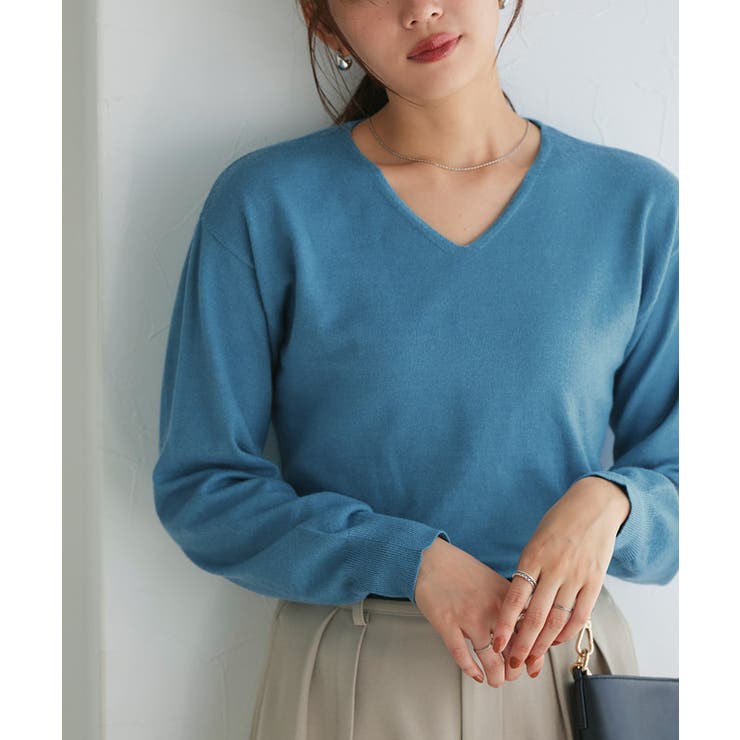 杢ブルー | 洗えるふんわりカシミヤタッチニット カシミヤタッチ ニット | Pierrot