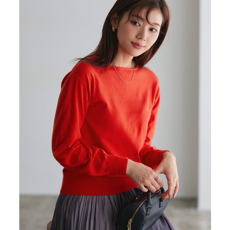 レッド | 洗えるふんわりカシミヤタッチニット カシミヤタッチ ニット | Pierrot