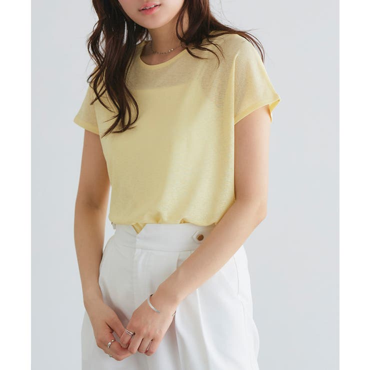イエロー | シアーフレンチスリーブカットソー Ｔシャツ フレンチスリーブ | Pierrot