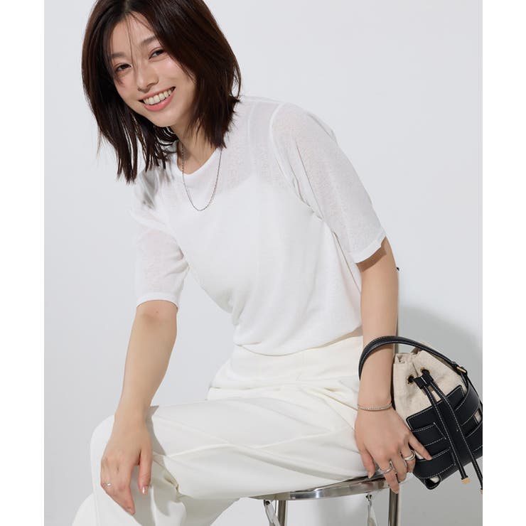 袖が選べるシアーカットソー Tシャツ フレンチスリーブ[品番