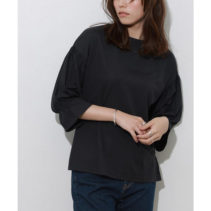 ブラック | 接触冷感キャンディスリーブTシャツ UVカットＴシャツ キャンディ袖 | Pierrot
