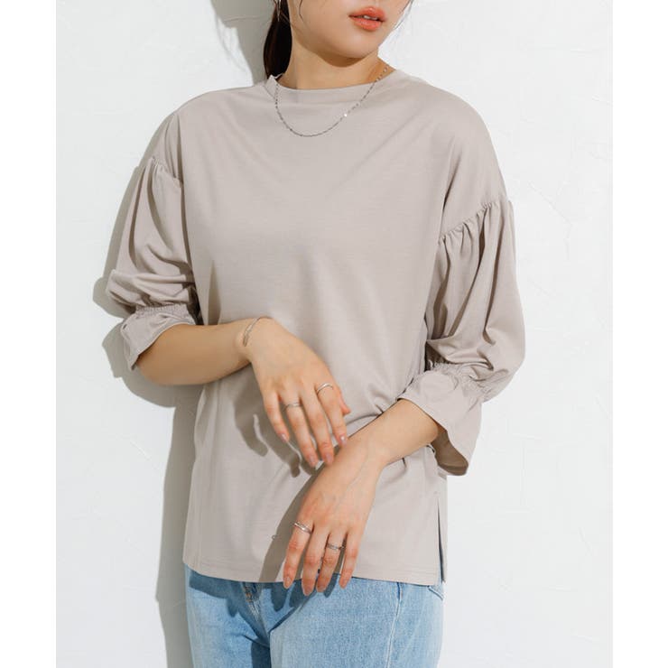 グレージュ | 接触冷感キャンディスリーブTシャツ UVカットＴシャツ キャンディ袖 | Pierrot