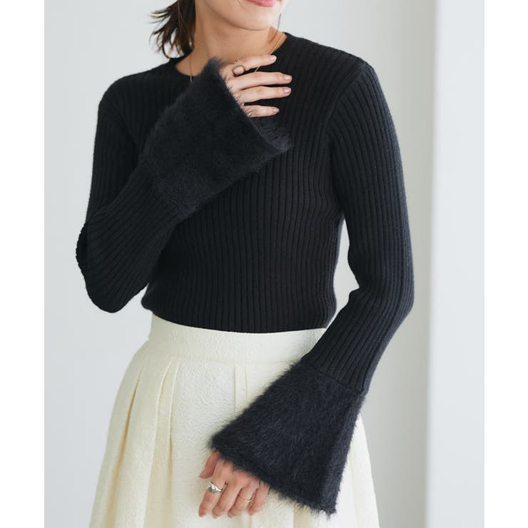 ブラック | シャギードッキングフレアスリーブニット ニット シャギードッキング | Pierrot