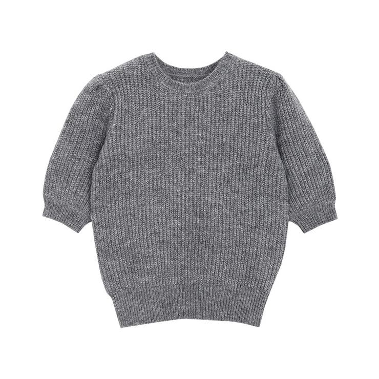 杢チャコール | ウール混パフスリーブニット ニット ウール混 | Pierrot
